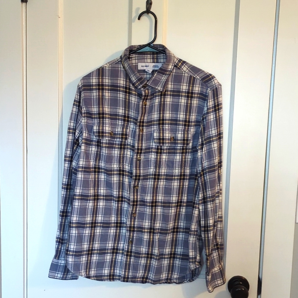 Mens Flannel Plaid Long Sleeve Button Up Shirt
